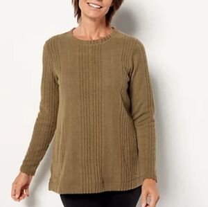 Loop Lounge Ribbed Knit Sweater – Olive/Army Green | Size S